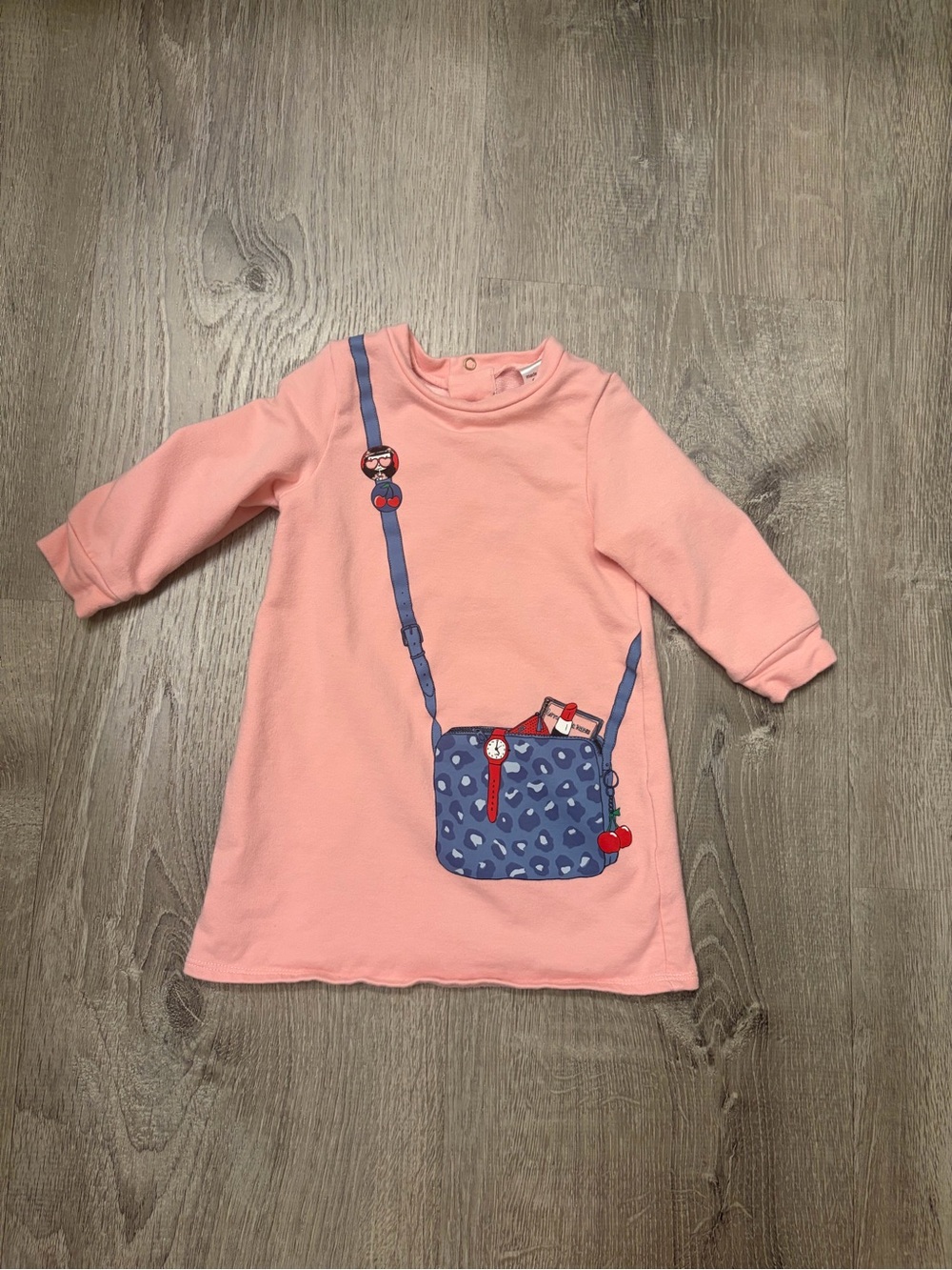 Baby Girl's Little Marc Jacob's Pink Dress with Blue Purse Print- Size 6 Months